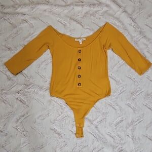 Express Mustard Buttoned Bodysuit